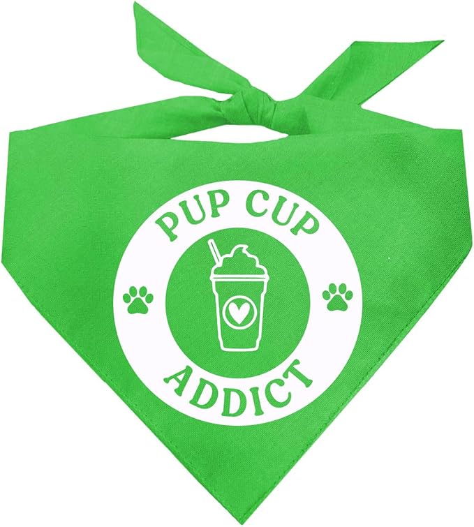 Pup Cup Addict Pupuccino Dog Bandana (Lime Green, XS 1106)