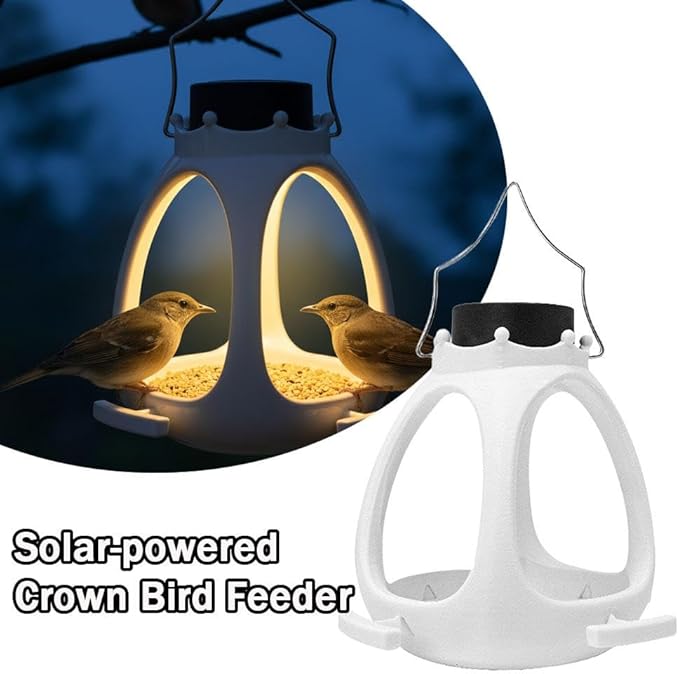 Solar-Powered Crown Bird Feeder, Innovative Crown Wild Birds Feeder for Outside Hanging,Waterproof Bird Houses for Backyard Birding & Wildlife Decor,Ideal Gift