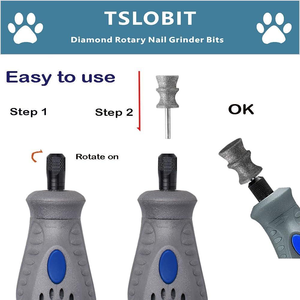 Diamond Dremel Dog Nail Grinder Attachment,1/8'' Pet Nail Grinder Wheel for Dremel Dog Nail Grinder, Diamond Rotory Bit for Dogs&Pets Nail Care（Large V）