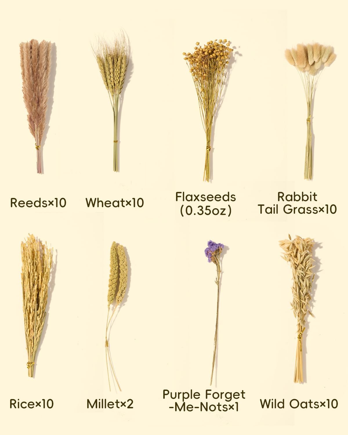 BUCATSTATE Natural Hamster Bedding - Flowers & Herbs & Sprays for Cage Habitat Decor - Treat Cereal Grain for Dwarf Syrian Gerbils, Mice, Rat, Forage, Enrichment (54PCS)