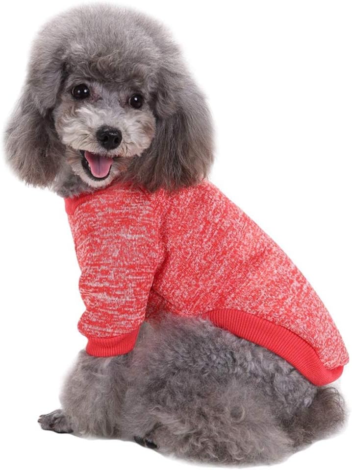 Jecikelon Dog Clothes Dogs Sweater Soft Puppies Clothing Winter Puppy Sweaters Warm Outfit for Dogs Small XXS XS Cat Apparel (Red, XL)