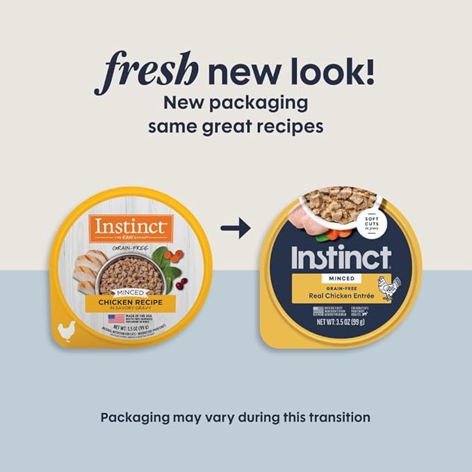 Instinct Original Minced Natural Wet Cat Food, Grain Free Recipe - Real Chicken, 3.5 oz. Cups (Pack of 12)