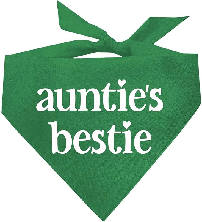 Auntie's Bestie Aunt, Valentine's Day, Mother's Day Dog Bandana (Green, OS 401)