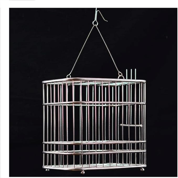Square Birdcages Hanging Bird Cage Stainless Stee Flight Cage Simple Retro Bird House for Travel Home Gifts,with Accessories，No Accessories