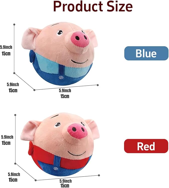 Dumwick Interactive Dog Toys for Boredom,Moving Dog Toy, Active Moving Pet Plush Toy, Squeaky Moving Dog Ball Toy,Interactive Toys for Dogs Cats and Pets (Blue Pig)