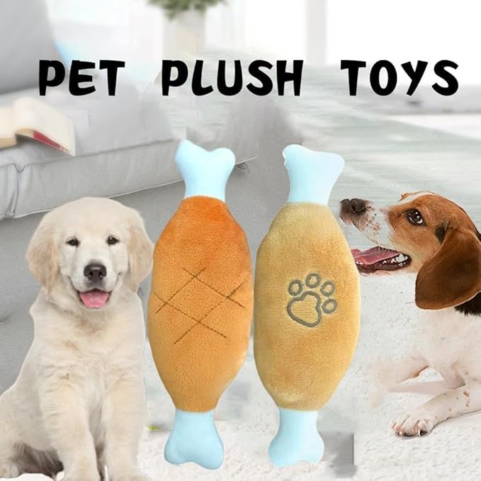 1Pc Brown Chicken Leg Plush Toy,Creative Pet Chew Toys,Interactive Sound Toys,pet Squeaker Toy,Chicken Legs Bone Pet Funny for Dogs and Cats,Squeak Toys,Perfect for Pet’s Teeth Supplies