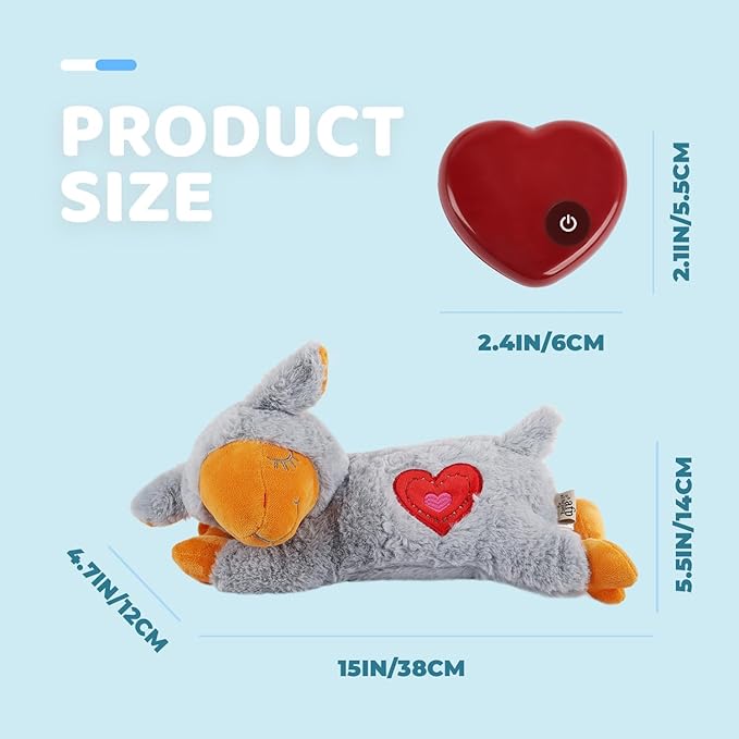 ALL FOR PAWS Heartbeat Puppy for Dogs, Dog Anxiety Relief and Calming Aid Toys, Heartbeat Stuffed Animal Toy for Behavioral Training, Snuggling Plush Toy for Puppy Sleep Aid, Grey Sheep