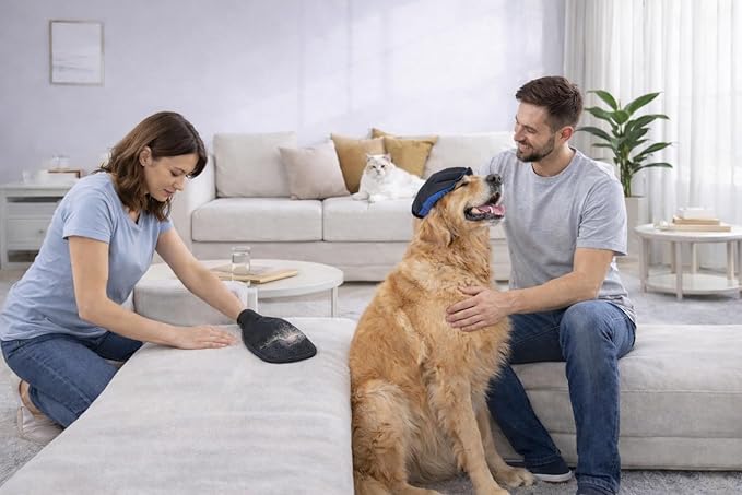 Pet Hair Remover Glove & Deshedding Pad for Dogs & Cats – Reusable Grooming Tool, Removes Loose Fur, Works on Furniture