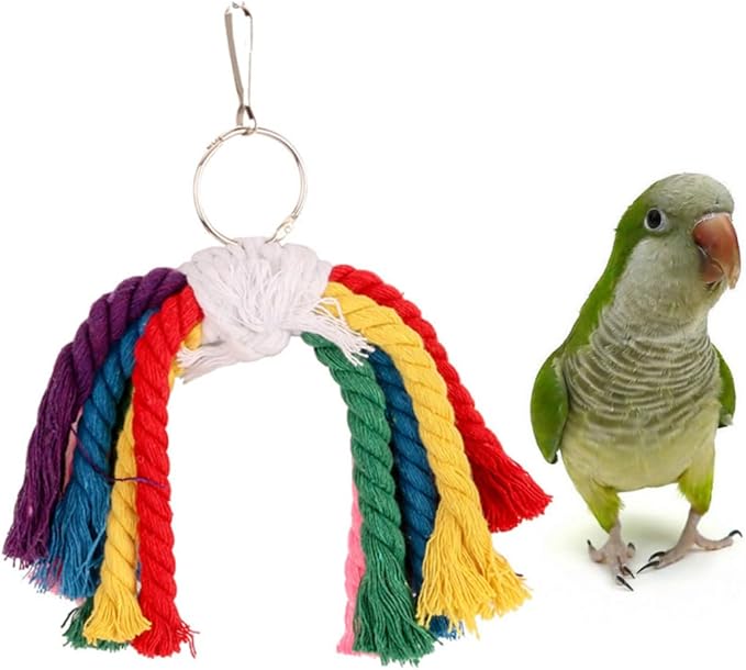 SUPVOX Creative Parrot Cotton Rope Hanging Bite Fun Playing String for Parrots Cockatiels Parakeets Bird Cage Accessory for Chewing Exercise
