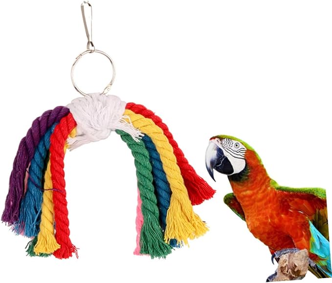 SUPVOX Creative Parrot Cotton Rope Hanging Bite Fun Playing String for Parrots Cockatiels Parakeets Bird Cage Accessory for Chewing Exercise