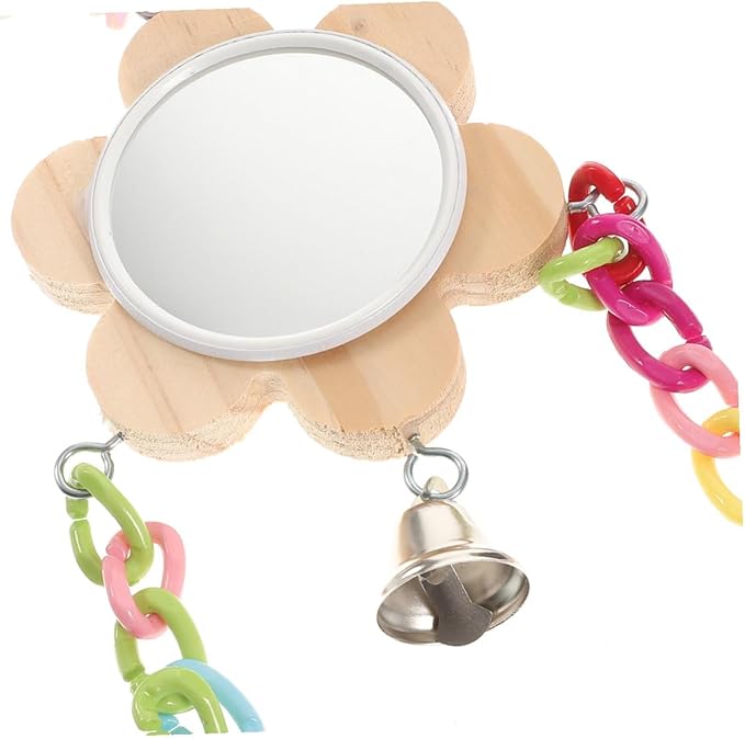 ERINGOGO Parrot Bird Mirror Hanging Chewing Swing Pet Bird Cage Accessory Sturdy Large Mirror for Cockatiels