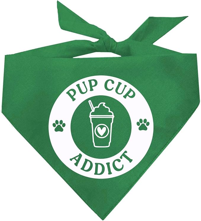 Pup Cup Addict Pupuccino Dog Bandana (Green, XS 1106)
