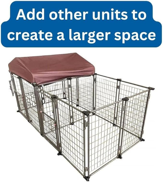 TRIXIE Deluxe Outdoor Dog Kennel with Cover, Portable and Expandable, Heavy Duty, Kennel System, Lockable, Foldable, Easy to Store, Medium