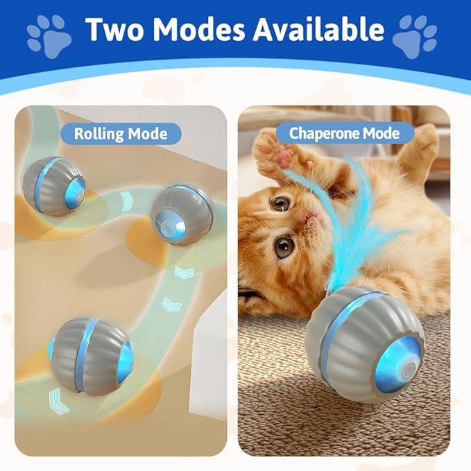 Interactive Rolling Cat Dog Ball Toy, Smart Automatic Moving Cat Toys for Indoor Cats, Self-Rolling Interactive Cat Toy Ball for Kittens & Small Dogs, Fun Gifts for People Who Love Cats (Mint)