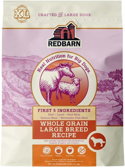 Redbarn Whole Grain Large Breed Dry Dog Food Kibble 28 lbs - Beef & Lamb Recipe High Protein for Adult Dogs - Made in USA with Functional Ingredients for Healthy Heart, Joints & Digestion