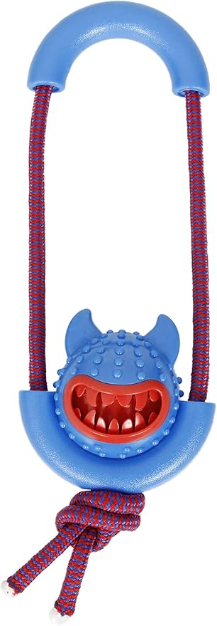 Pet Life ® Sling-Away Treat Dispensing Launcher with Natural Jute, Squeak Rubberized Dog Toy