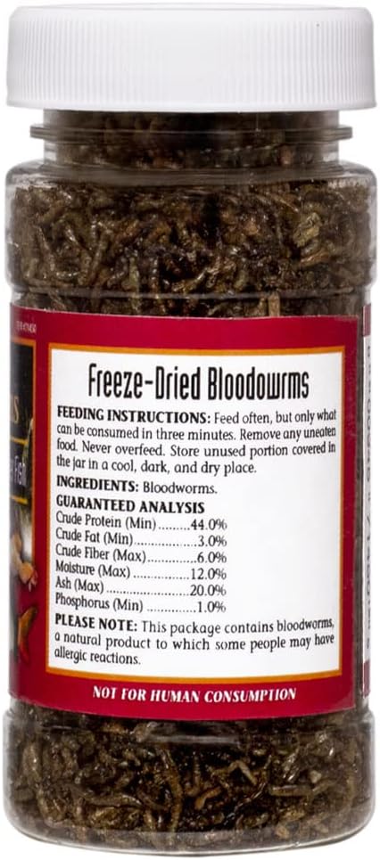 San Francisco Bay Brand Freeze-Dried Bloodworms Fish Food - All Natural High Protein Treat for Freshwater Fish, Bettas, Tetras, Barbs, Catfish, Aquatic Amphibians - Betta Fish Food - 0.6 oz (17g)