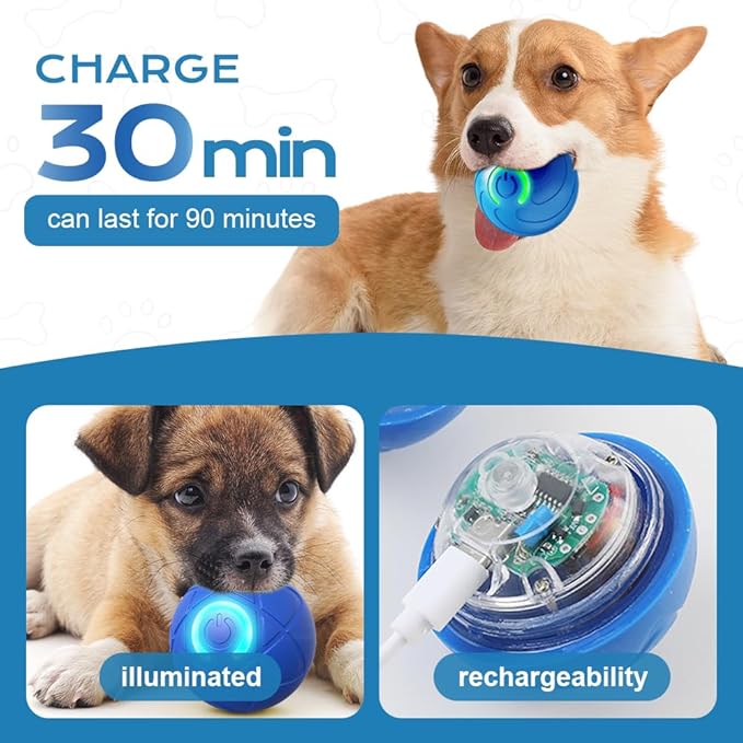 hoehew Vibrating Dog Ball, 2025 New Moving Dog Ball, Upgraded Interactive Dog Ball, Automatic Bouncing Ball Toy for Pet, Shaky Ball Toy for Small Dogs and Cats (a-Blue)