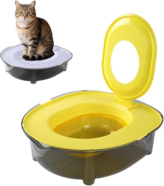 Cat Toilet Training Kit, Portable Litter Box with Flushable Design, Odor Control and Anti-Splash, Large Thickened Pp Material for Kittens and Cats (Yellow)