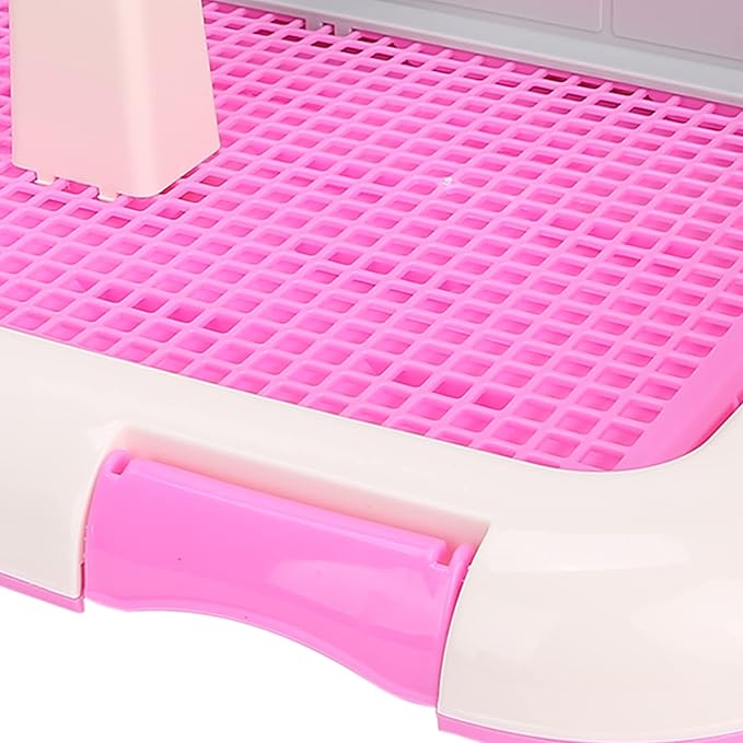 Dog Toilet Indoor Training Pad for Puppies, Leakproof Potty Tray for Cats, Scheduled Urination for Dog, Suitable for Small Pets, Made of HighQuality Plastic, 18.3 X 13.9 X 9.3in (Pink)