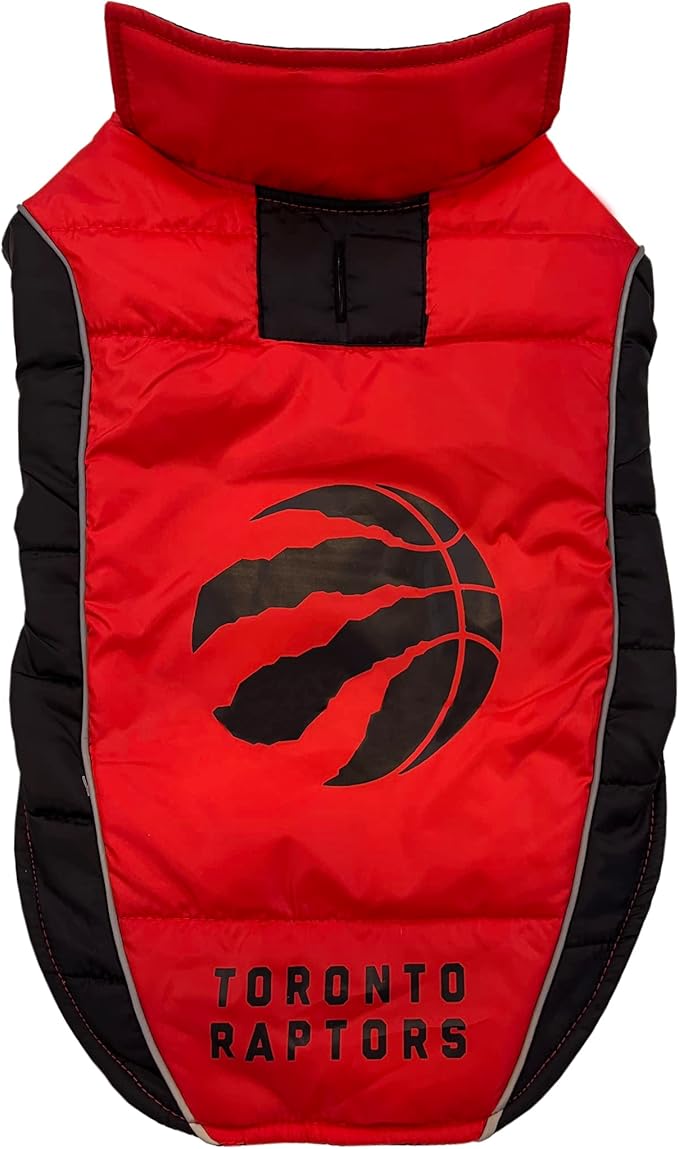 NBA Toronto Raptors Puffer Vest for Dogs & Cats, Size Large. Warm, Cozy, and Waterproof Dog Coat, for Small and Large Dogs/Cats. Best NBA Licensed PET Warming Sports Jacket