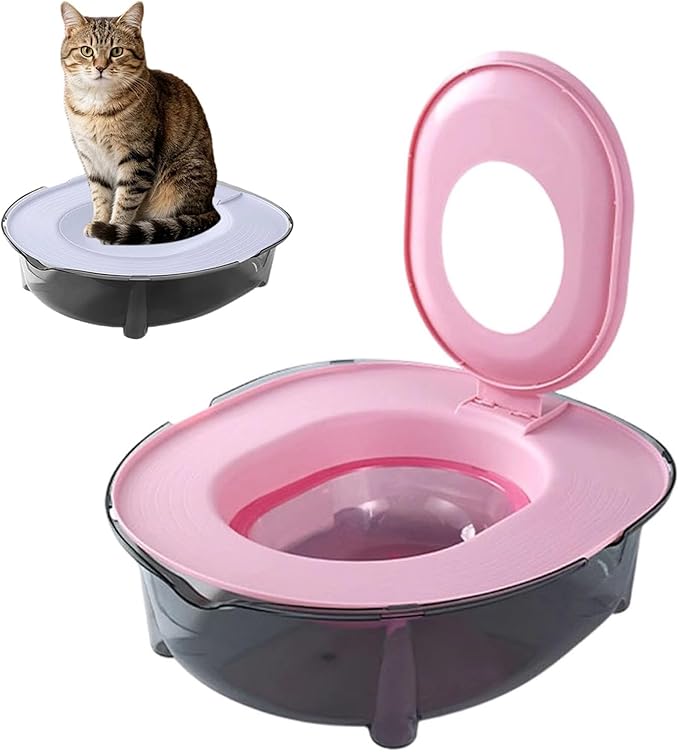 Cat Toilet Training Kit, Portable Litter Box with Flushable Design, Odor Control and Anti-Splash, Large Thickened Pp Material for Kittens and Cats (Pink)