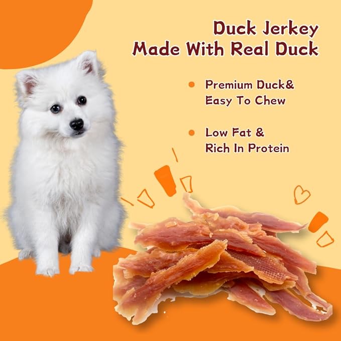 Creamy Duck & Milk Jerky, Irresistible Novel Protein Dog Treats, Calcium-Rich Tender Chews for Strong Bones & Sensitive Dogs (Duck,3 Pack x 10.58 Ounce(Pack of 3))