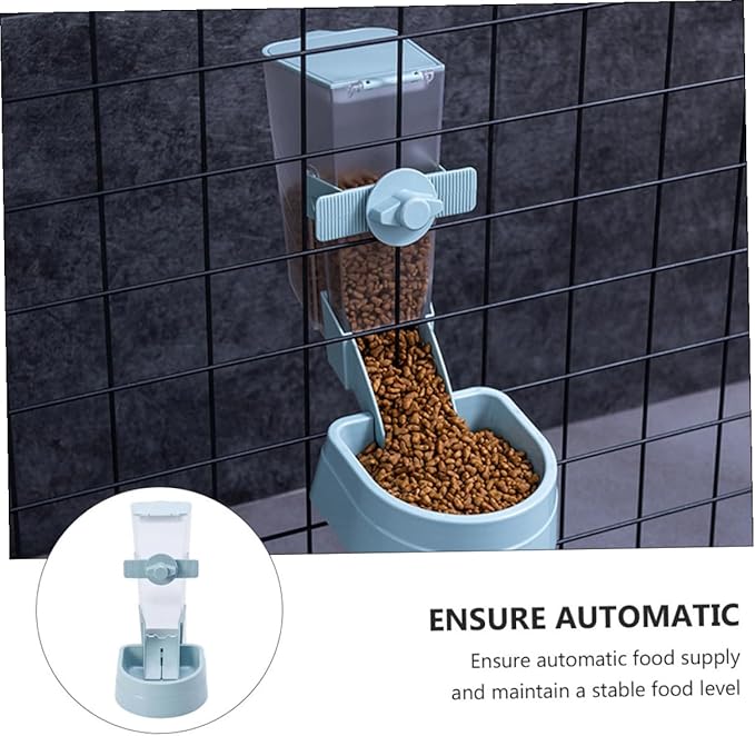 Mobestech Hanging Automatic Small Pet Feeder for Birds and Hamsters, Blue Plastic Bird Cage Accessory, Convenient Outdoor and Indoor Use