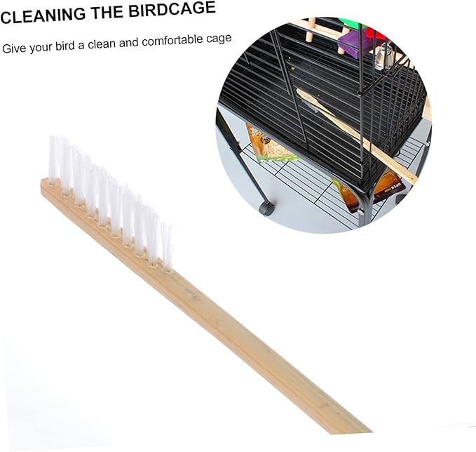 VOSAREA 2pcs Pet Bird Cage Cleaning Brush and Shovel Kit Handle for Easy Cleaning Accessory for Parrot and Bird Cages Selection