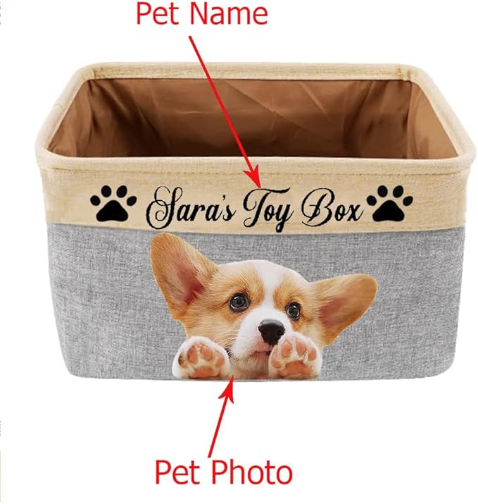 Personalized Dog Toy Box Storage Custom Dog Basket with Pet's Name Cat Toy Storage Gift for Pet Lovers (Purple)