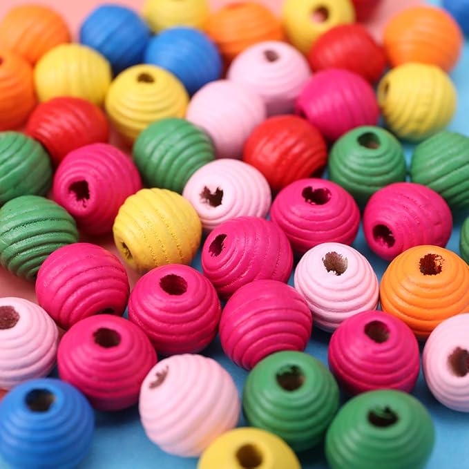 50 Pcs Colorful Wooden Beads for Craft Jewelry Making Bird Educational Toy Chewing Toys Accessories Bird Cage