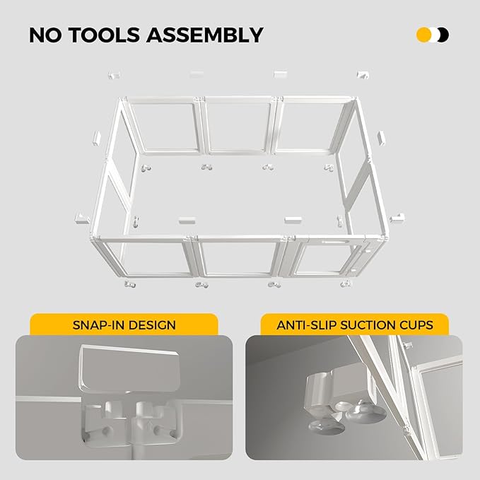 EVERFRONT Clear Acrylic Plastic Dog Playpen - Clear Dog Play Pen - Easy Assemble Acrylic Dog Playpen - Puppy Playpen, Cat Playpen, Small Animal Playpen, Dog Play Pen Indoors (White, 23.6" H, 12PCS)
