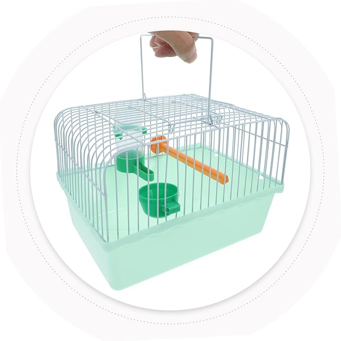 Multi-Functional Portable Parrot Cage with Perch Food Box Water Bottle Spacious Metal Aviary Carrier Travel Cage for Parakeets Lovebirds Small Animals Random Color