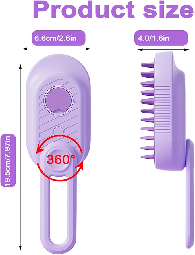 Cat Steam Brush for Shedding, 2026 New 4 in 1 Rechargeable Steam Pet Brushes for Cats & Dogs, Indoor Anti-static Pets Brush for Massage, Cleaning, Shedding & Combing Hair (Purple)
