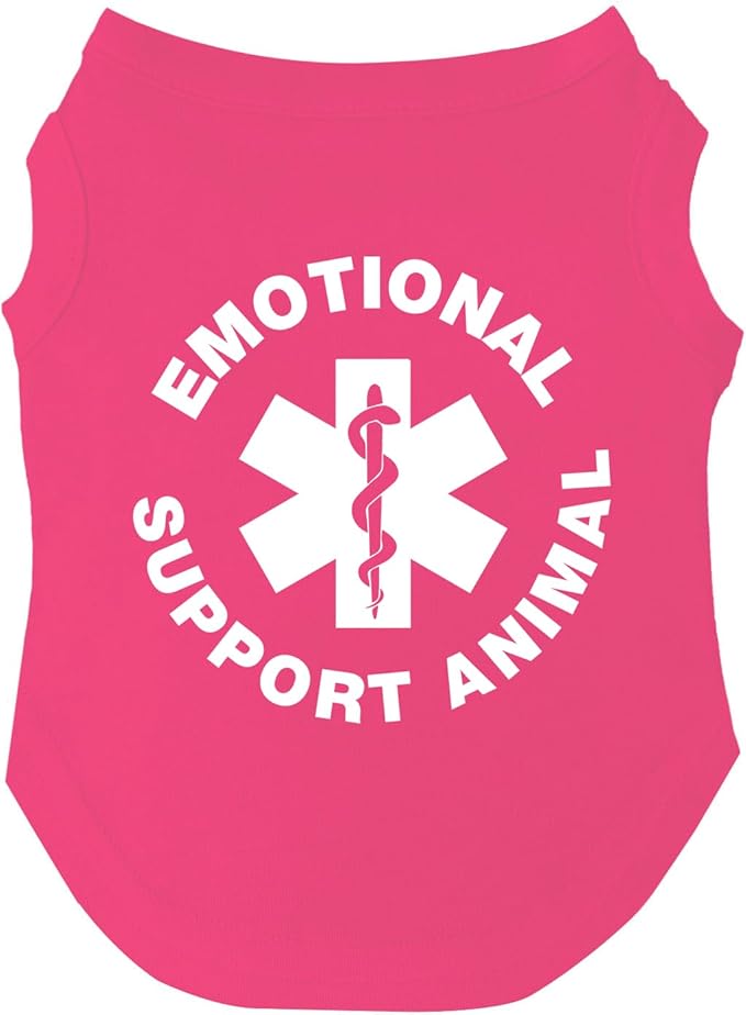 Emotional Support Animal Dog Tee Shirt | Sleeveless Breeds | Service Dog | Working Animal | Assistance |Hot Pink, X-Small 209