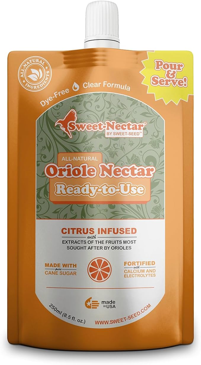 sweet-seed Oriole Nectar 250mL (8oz), Ready to Use - Extends The Life of Nectar for Oriole Feeders | Ultimate Oriole Food… (3-Pack)