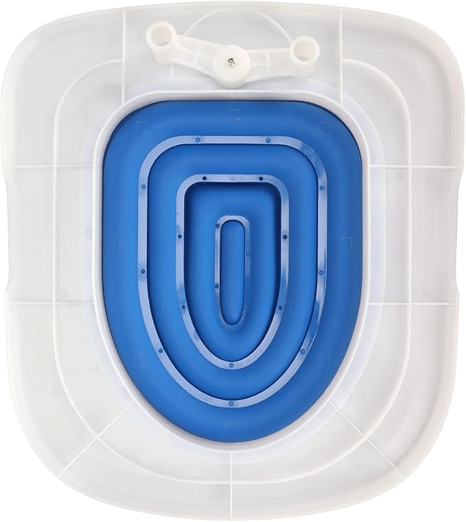 Cat Toilet Training Kit, Reusable Universal Cats Potty Toilet Trainer System, Teach Kitty How to Use Toilet Bowl, Professional Cat Urinal Seat Trainer for Home (White Tray, 1 Blue Inner Support)