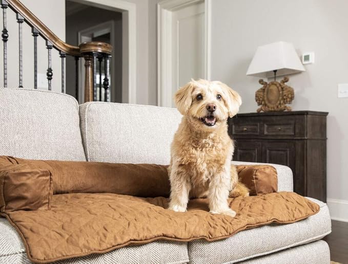 PetSafe CozyUp Sofa Protector - Waterproof Couch Cover for Dogs and Cats - Stain-Resistant Micro-Suede Fabric - Machine Washable - Furniture Protection