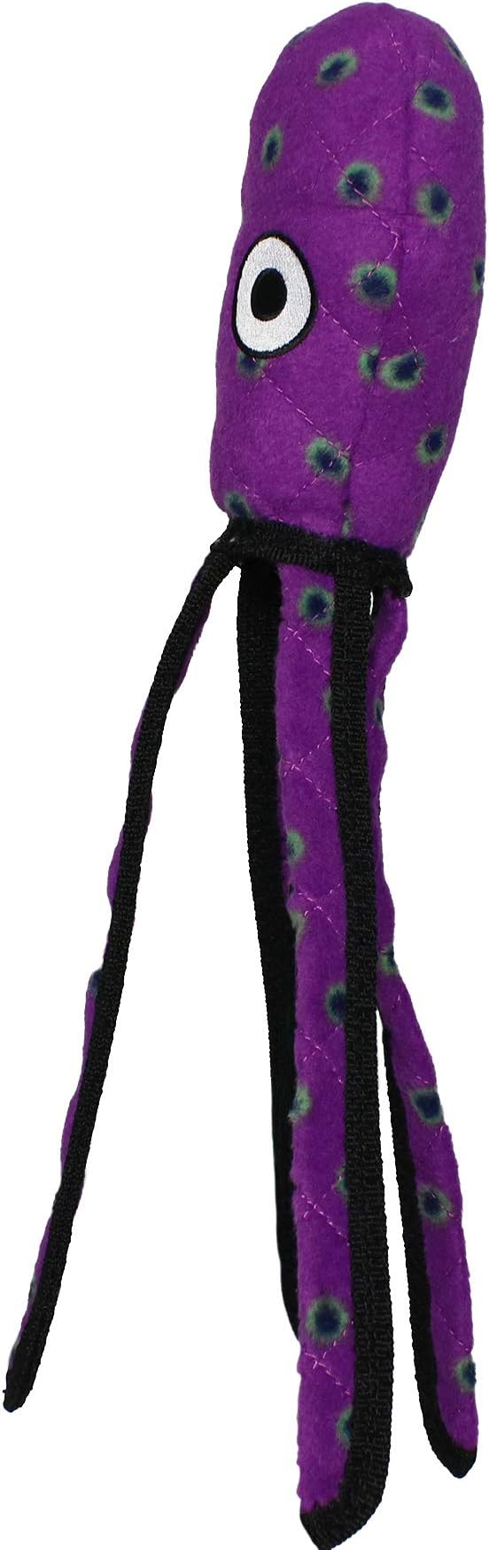 TUFFY - World's Tuffest Soft Dog Toy - Ocean- Squeakers - Multiple Layers. Made Durable, Strong & Tough. Interactive Play (Tug, Toss & Fetch). Machine Washable & Floats. (Squid Purple, Large)
