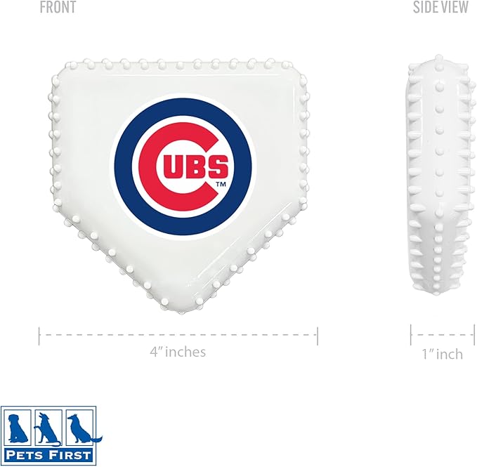 Pets First MLB Chicago Cubs Hard-Nylon Baseball Home Plate Dog Chew Toy, Interactive and Fun Dog CHEW Toy, Bacon Flavored, Strong Durable Chew Toy for Pets