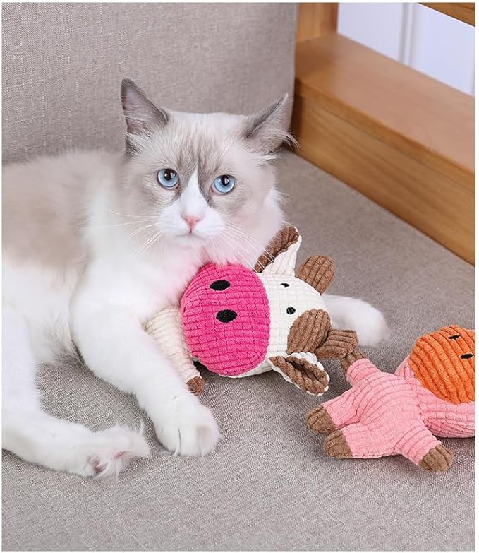 Plush Squeaky Pet Toy - Cute Animal Design Dog & Cat Toy - Soft & Durable Chew Toy for Interactive Play & Self-Entertainment (Elephant)