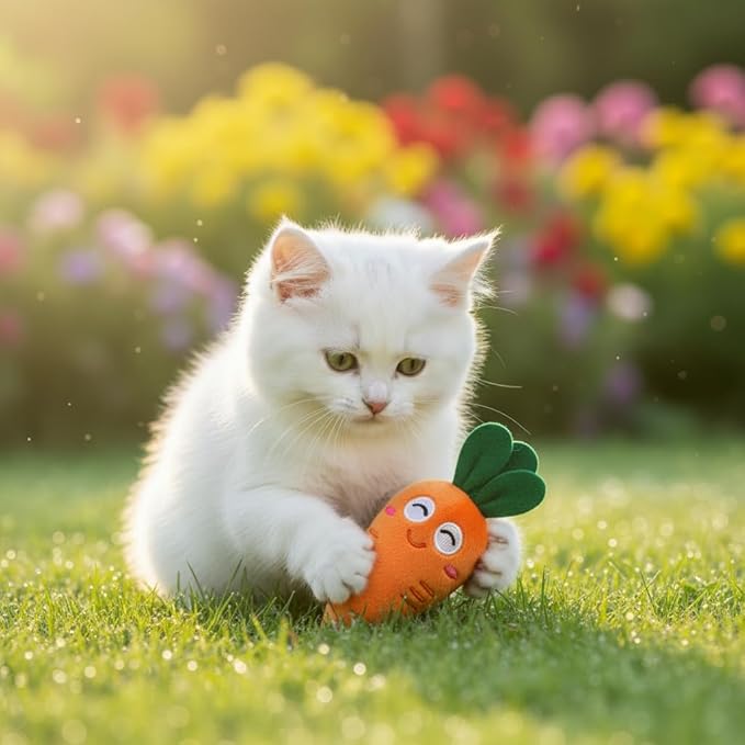 4 Pcs Soft Dog Toys Cute Carrot Plush Chew Squeaker Plush Dog and Cat Toys with Multi-Squeaks Sound Pet Puppy Supplies Funny Squeak