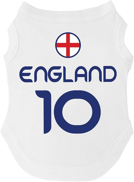 England Flag Soccer Jersey Style Dog Tee Shirt | Sleeveless Breeds | International Soccer | Game Day |White, 2X-Large 1660