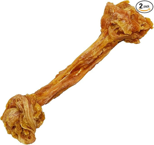 Ultra Chewy Turkey Tendon Knotted Bones for Dogs - Premium All-Natural, Hypoallergenic, Long-Lasting Dog Chew Treat, Easy to Digest - Ingredient Sourced from USA (8 Inches - 2 Pack)