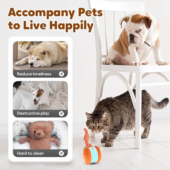hoehew Interactive Dog Toy 2026 NEW Funny Automatic Moving Rolling Dog Toys with Rope for Small Medium Large Dogs Cats, Puppy Toys Pet Ball to Keep Them Busy (Blue)