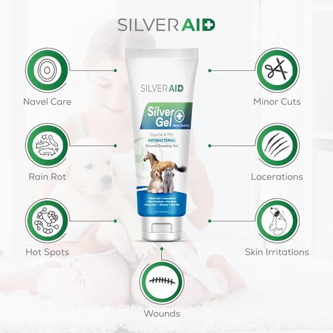 Hot Spot Treatment Gel for Horses Colloidal Silver Wound Care for Cuts, Bites, Rashes, Skin Irritations & Ulcers, Gorse Wound Care Solution, 4.0 Ounces - Vet Recommended & Made in USA