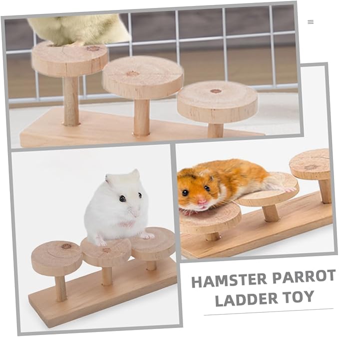 YARNOW Wooden Parrot Ladder Toy Bird Cage Accessory for Parakeets Macaws Parrots