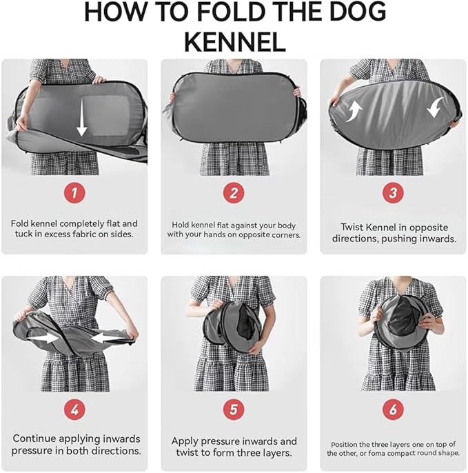 36 Inch Foldable Dog Kennel for Large Dogs, Portable Waterproof Pop-Up Pet Crate, Indoor Outdoor Travel Car Seat Kennel（Grey）