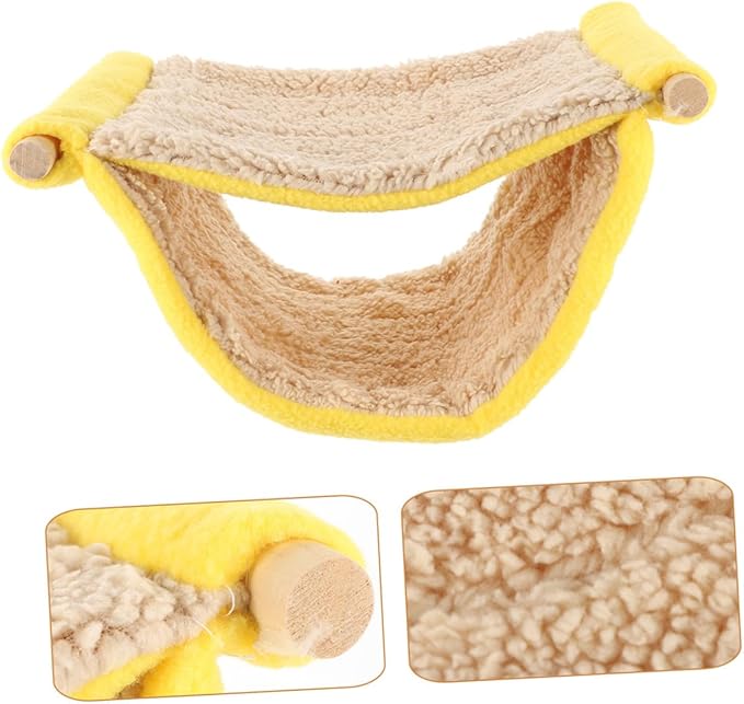 ARTIBETTER Double Layer Small Animal Hammock Soft Plush Hanging Bed for Ferrets Hamsters Small Birds Cage Accessory Yellow Cozy Hideout