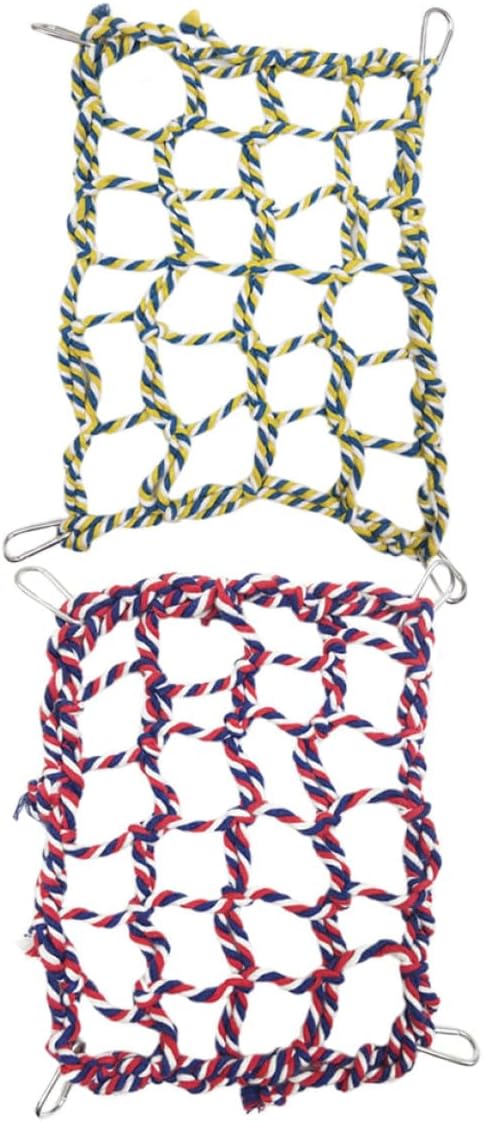 UKCOCO Colorful Woven Climbing Hammock Net for Small Pets, Hanging Squirrel and Hamster Play Net in Red and Yellow, Reptile and Bird Cage Accessory for Climbing and Resting